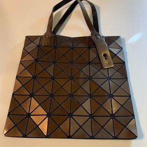 Issey Miyake Brown Metallic Tote with Black Mesh Accents in Between Shapes